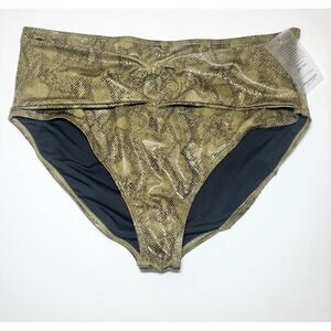GabiFresh Primal‎ Bikini Bottom Swimsuit Python Green Snakeskin Size 26